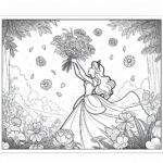 Disney princess garden flowers coloring page