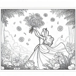 Disney princess garden flowers coloring page