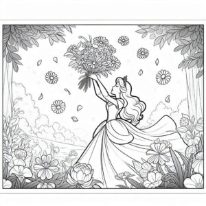 Disney princess garden flowers coloring page coloring page