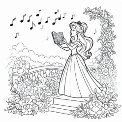 Disney princess garden singing coloring page Disney princess garden singing coloring page