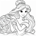 Disney princess hair care coloring page