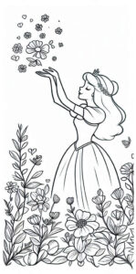 Disney princess plays in garden coloring page coloring page