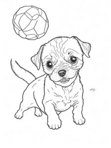 Dog’s joyful chase: tail wagging fun coloring page