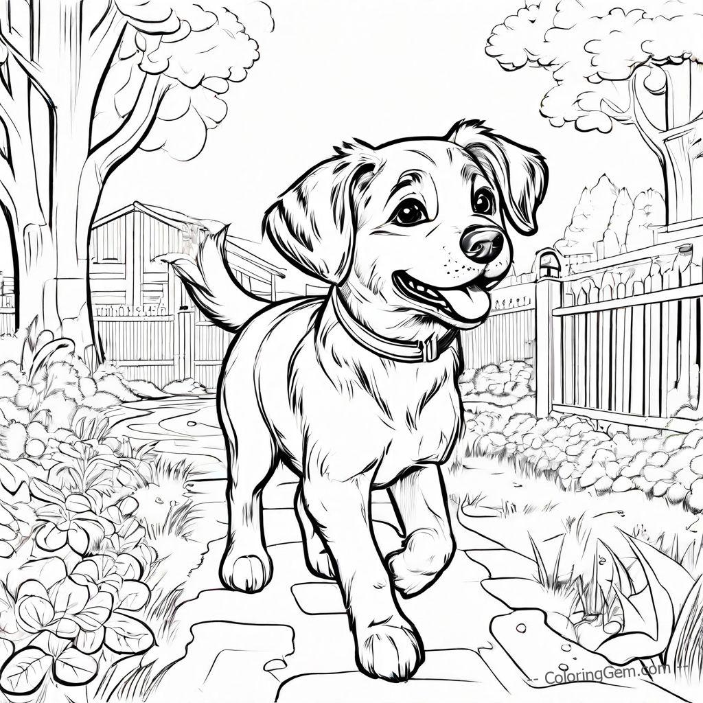 Dog’s tail-wagging joy coloring page