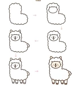 Draw an alpaca: easy step-by-step guide coloring page