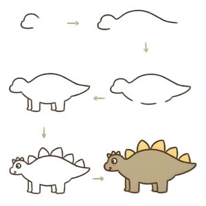 Draw a stegosaurus: easy step-by-step guide coloring page