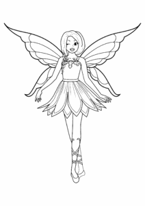 Fairy magic: winking & dancing petals coloring page