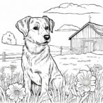 Farm dog, rustic barnyard life