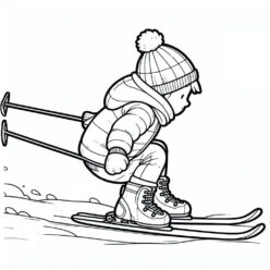 Fast skiing boy coloring page