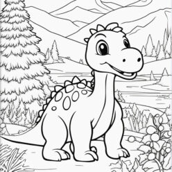 Festive dino in winter wonderland