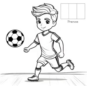 French footballer’s powerful strike coloring page