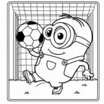 Funny minion soccer goalkeeper coloring page