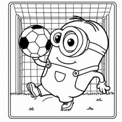 Funny minion soccer goalkeeper coloring page