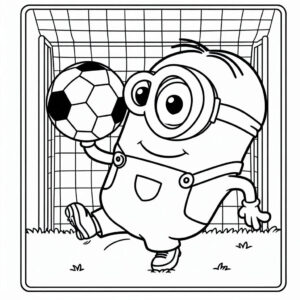 Funny minion soccer goalkeeper coloring page coloring page