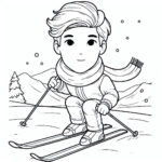 Funny teen skiing coloring page