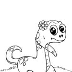 Gentle dinosaur with flower bow