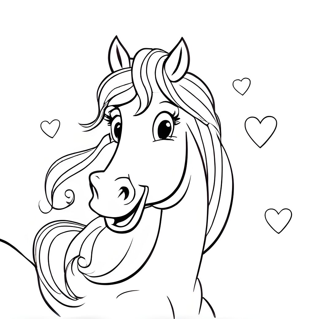 Gentle horse, hearts dance in air