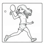 Girl plays table tennis coloring page