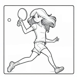 Girl plays table tennis coloring page coloring page