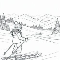 Girl skiing parallel turn coloring page Girl skiing parallel turn coloring page
