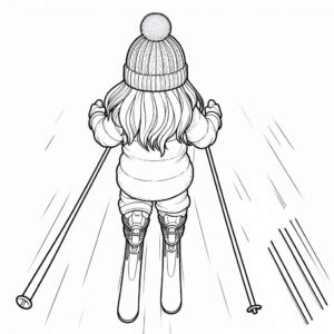 Girl skiing parallel turn coloring page coloring page