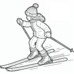 Girl skiing snow plow coloring page