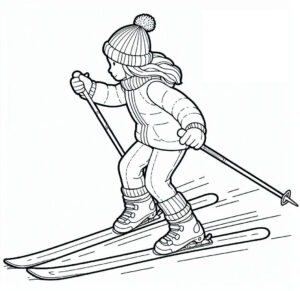 Girl skiing snow plow coloring page coloring page