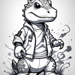 Glowing cyborg dino, metallic skin, reptilian eyes Glowing cyborg dino, metallic skin, reptilian eyes