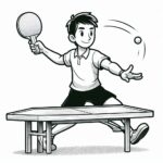 Happy boy training table tennis coloring page