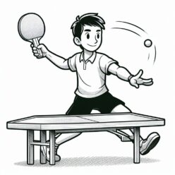 Happy boy training table tennis coloring page