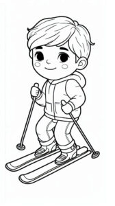 Happy boy skiing coloring page coloring page