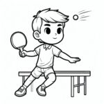 Boy smashing table tennis coloring page