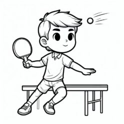 Boy smashing table tennis coloring page