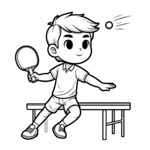 Boy smashing table tennis coloring page coloring page