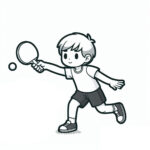 Happy boy hitting table tennis ball coloring page