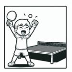 Happy boy table tennis coloring page