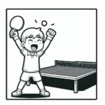 Happy boy table tennis coloring page