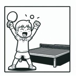 Happy boy table tennis coloring page