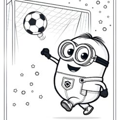 Happy minion scores soccer goal coloring page Happy minion scores soccer goal coloring page