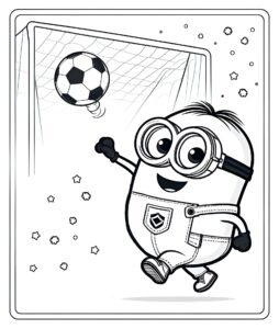 Happy minion scores soccer goal coloring page coloring page