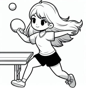 Happy table tennis long hair girl coloring page coloring page