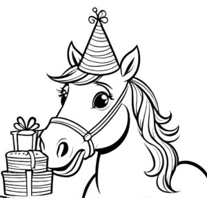 Horse birthday party: festive fun & gifts coloring page