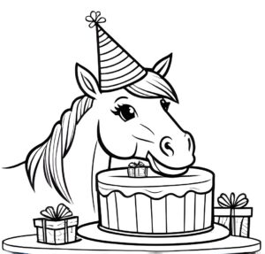 Horse birthday party: festive fun & gifts coloring page