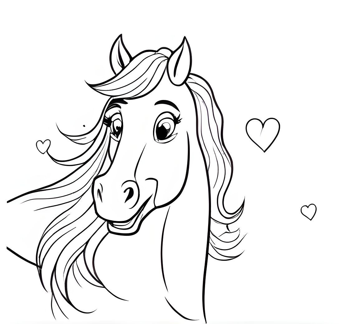 Horse portrait with swirling hearts