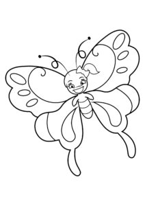 Joyful butterfly, wings outstretched coloring page coloring page