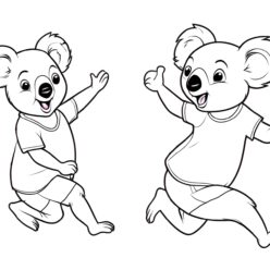 Koala race fun coloring page