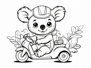 Koala scooter helmet: pure joy coloring page