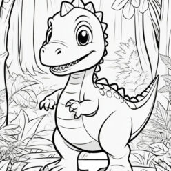 Lush green dinosaur coloring page