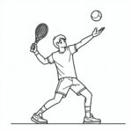 Man making tennis serve coloring page