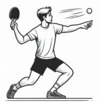 Man serving table tennis coloring page